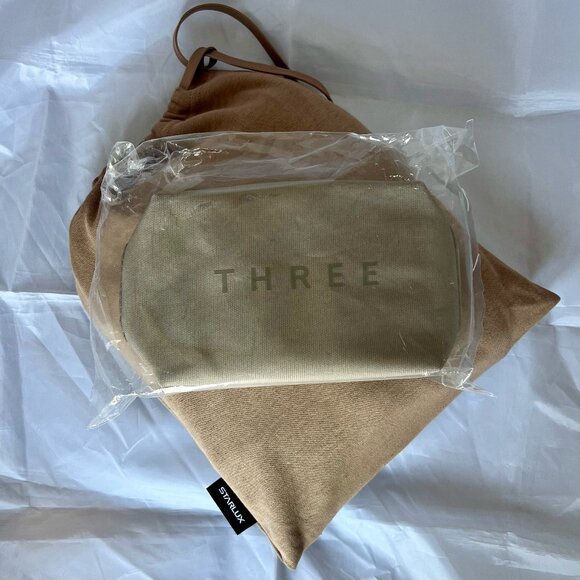 STARLUX Business Class Brown Canvas Amenity Kit by THREE w/ Pajamas - SEALED - Picture 1 of 4